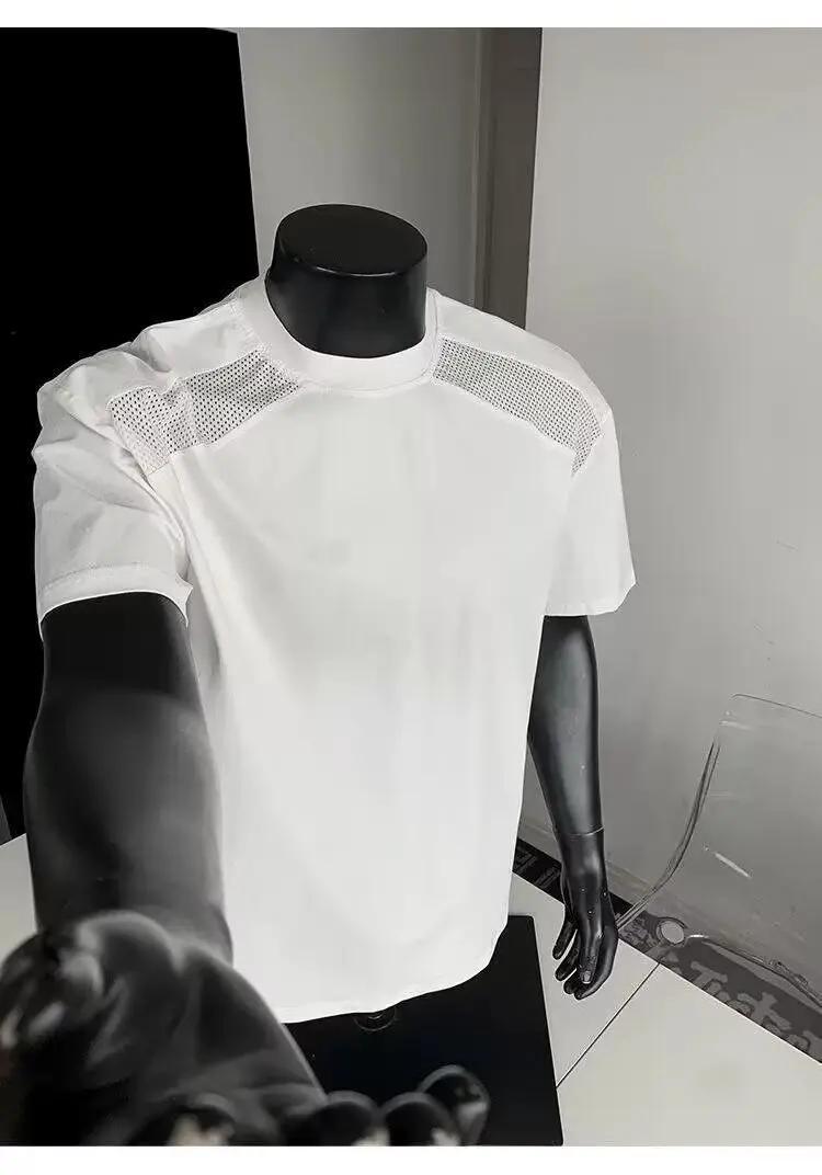 Style américain cleanfit épaule coupe déconstruction T-shirt à manches courtes hommes et femmes à la