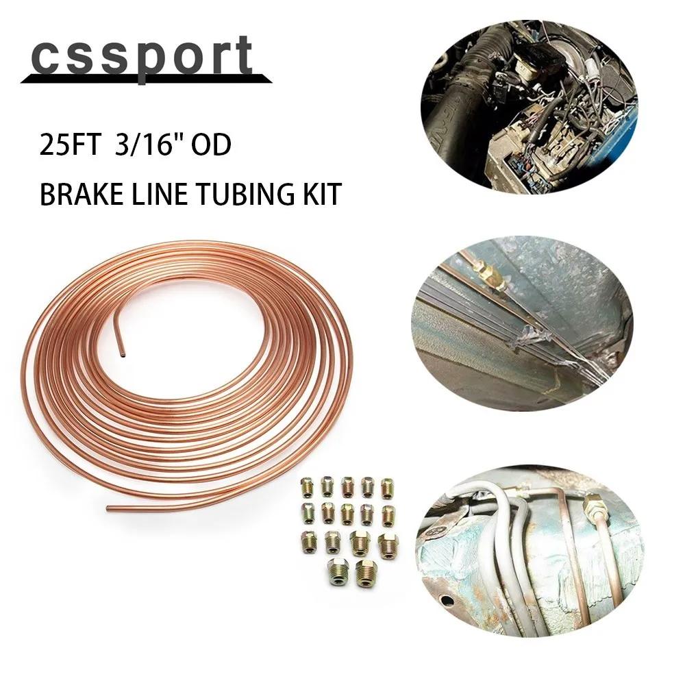 Bobine de Tube de frein en cuivre et Nickel, 25 pieds, 3/16 "OD, avec 16 accessoires en cuivre galva