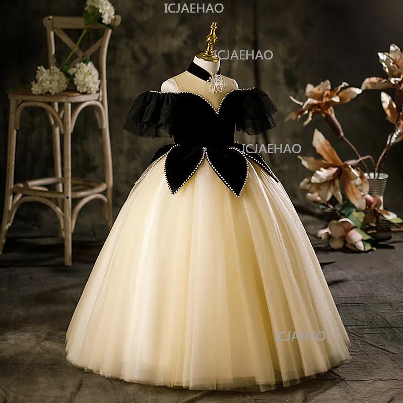 Robe de princesse pour filles, tenue de spectacle de piano pour petite fille, vêtements pour enfants