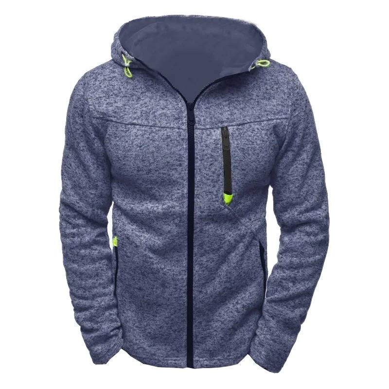 Sweat à capuche pour hommes avec poches latérales à glissière mince laine couleur unie survêtement d