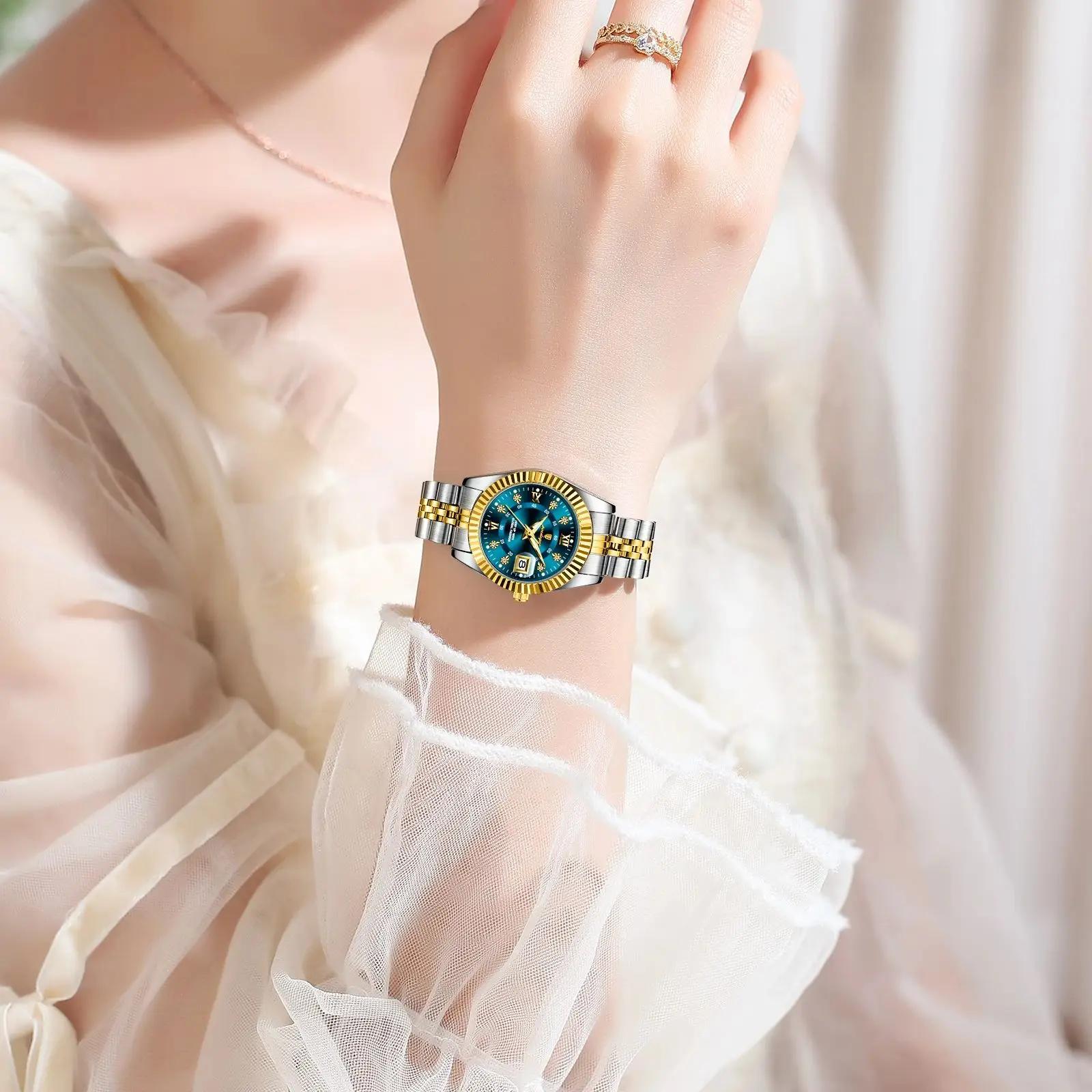 POEDAGAR haut de gamme montre pour femmes étanche en acier inoxydable lumineux Date dames montre Qua