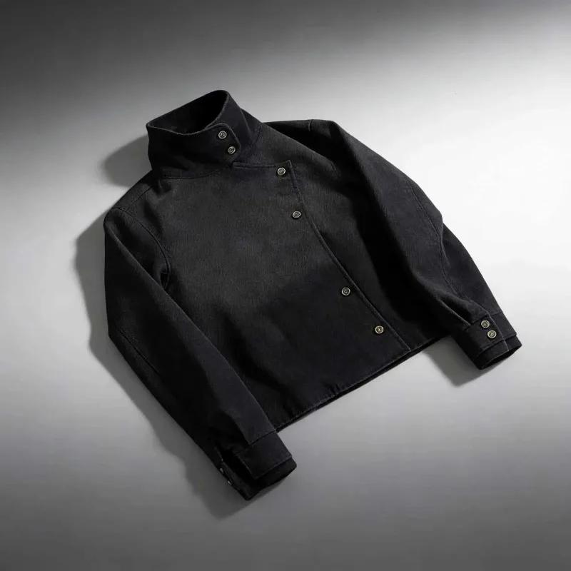 Veste uniforme Y2K Harajuku noire délavée avec boutons, veste en jean style espadrille gothique, str