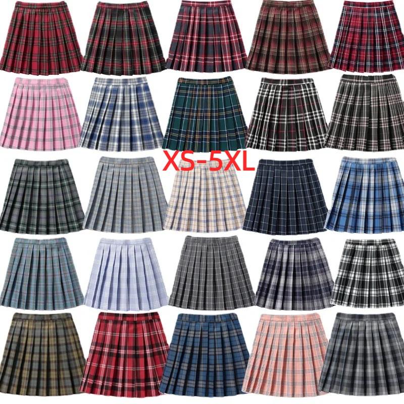 Jupes plissées à carreaux taille haute pour femmes, Mini jupe de Tennis, uniforme scolaire japonais 