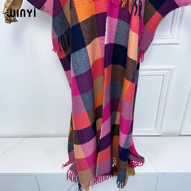 WINYI-Manteau d'hiver rétro à carreaux pour femme, caftan du Moyen-Orient, robe plissée, cardigan af