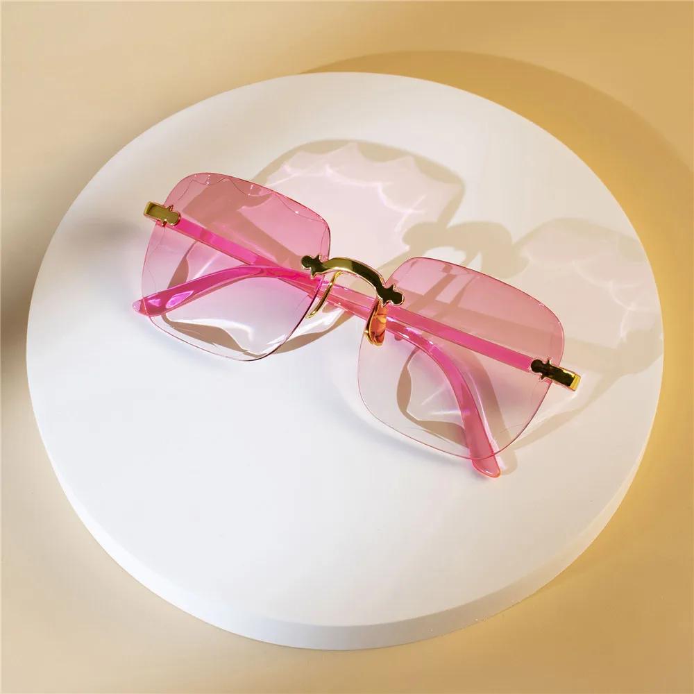 4 pièces lunettes de soleil carrées sans monture femmes marque de luxe concepteur été lunettes rouge