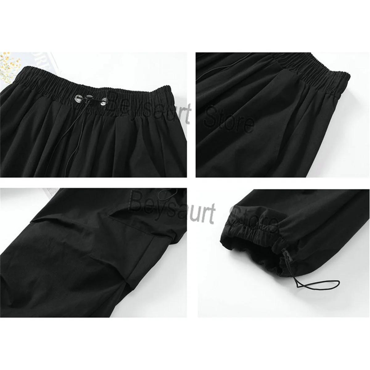 Streetwear 2024 printemps sarouel pantalons décontractés hommes taille élastique couleur unie Cargo 