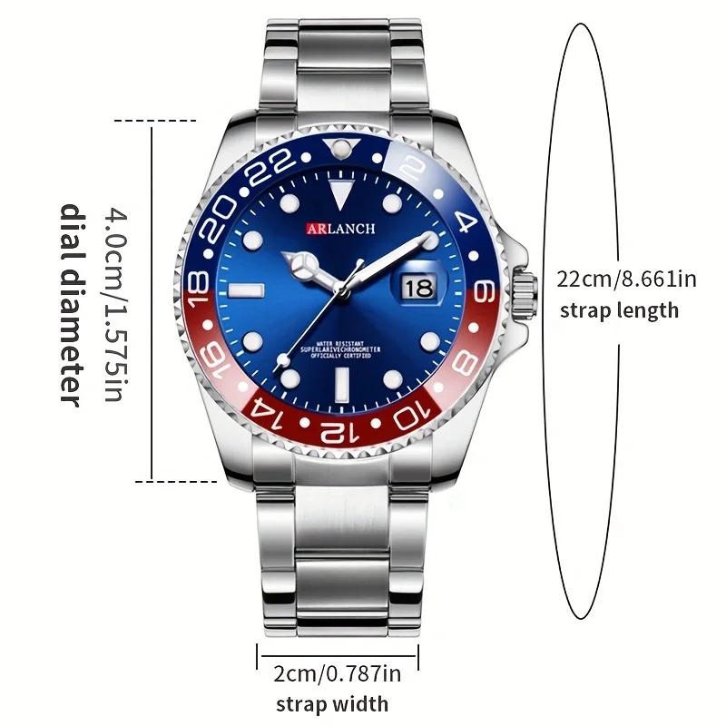 ARLANCH Top marque de luxe mode plongeur montre hommes 3 ATM étanche Date horloge noir Sport montre 