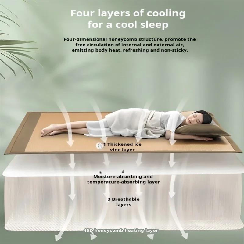 Tapis frais en bambou, matelas d'été pour dortoir d'étudiants nus, tapis pliable en soie glacée, Dou