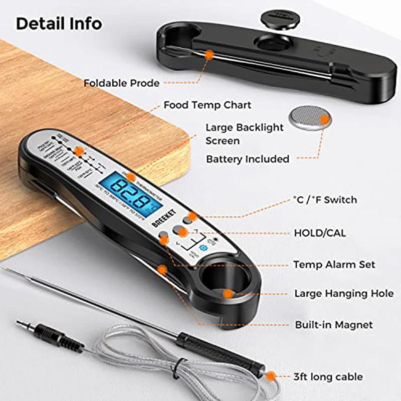 Thermomètre alimentaire de cuisine numérique pour thermomètre à viande avec 2 sondes pour la cuisson