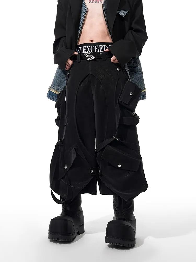 Mauroicardi printemps été Cool noir Cargo Shorts pour hommes taille haute genou longueur pantalon dr