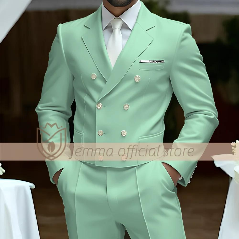 Ensemble de costume 2 pièces pour hommes, style gilet croisé, costume et pantalon, choix de mariages