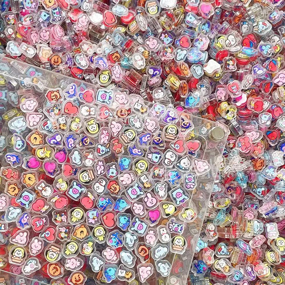 100 mini-plaques acryliques BT21 pour accessoires DIY, décoration, aimants de réfrigérateur mignons,