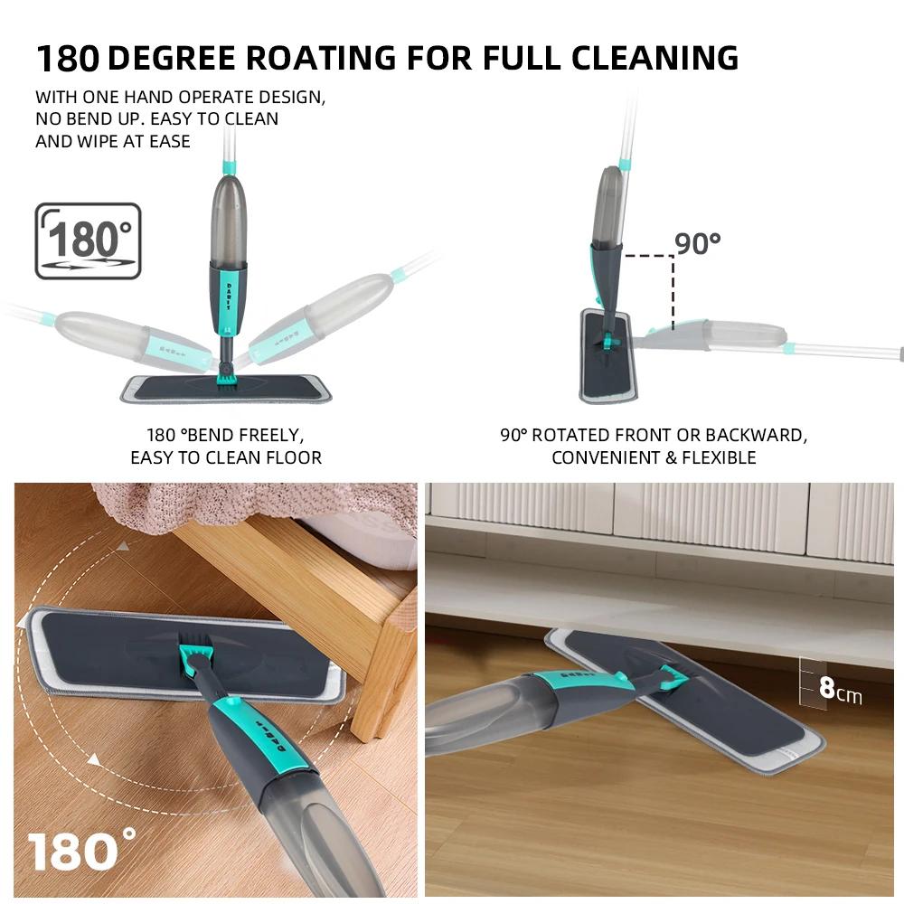 Balais magiques de balayeuse de nettoyage de sol avec des tampons en microfibre 360 °   Balai plat d