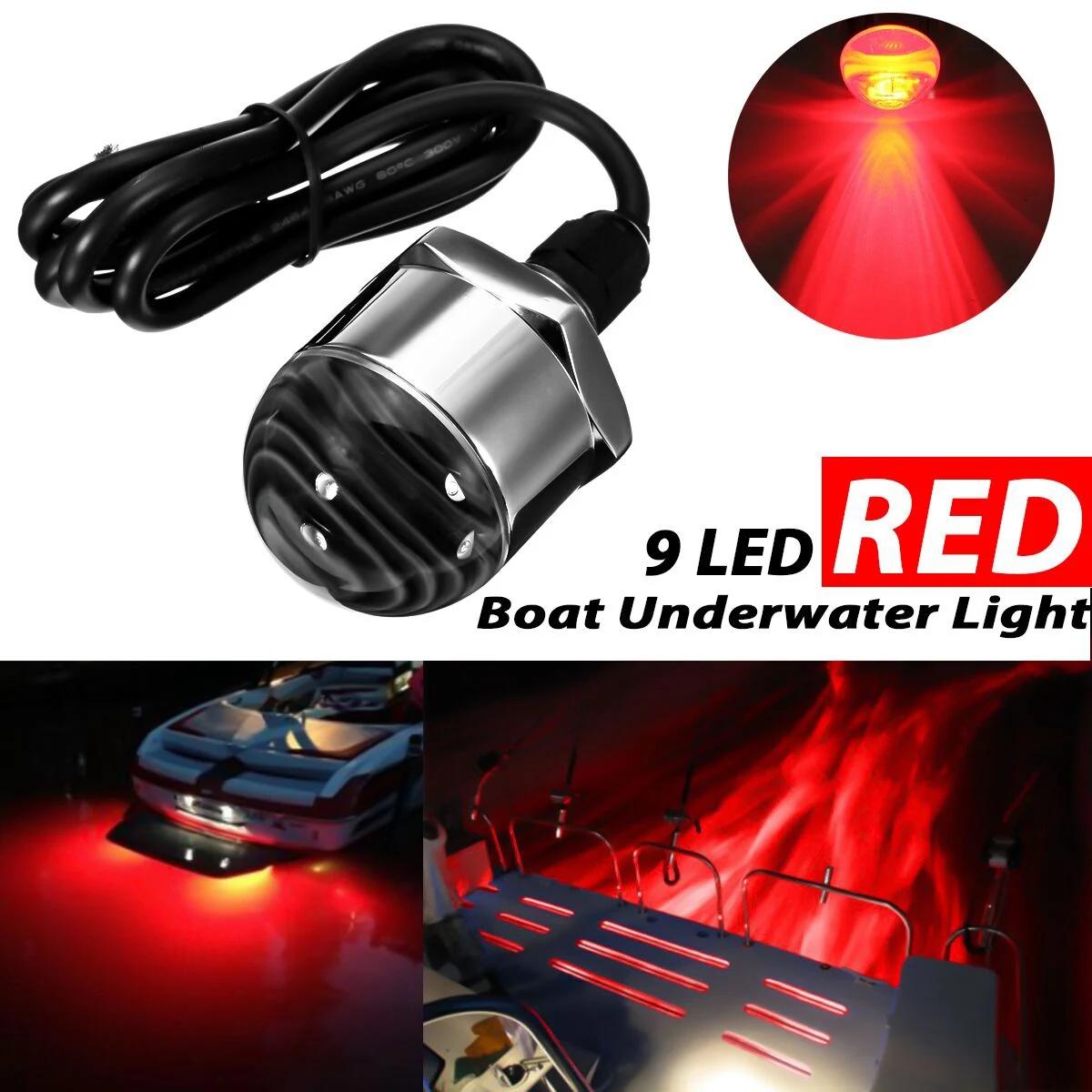 9 LED de vidange 12V 1/2 pouces, en acier inoxydable M12 x 1.25, lumière sous-Marine pour bateau, bl