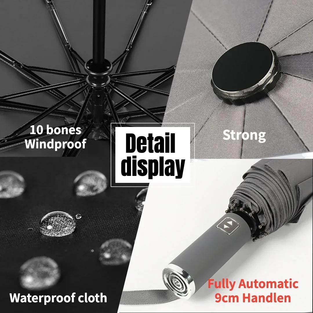 Parapluie pliant Super grand entièrement automatique pour hommes et femmes, coupe-vent, solide, impe
