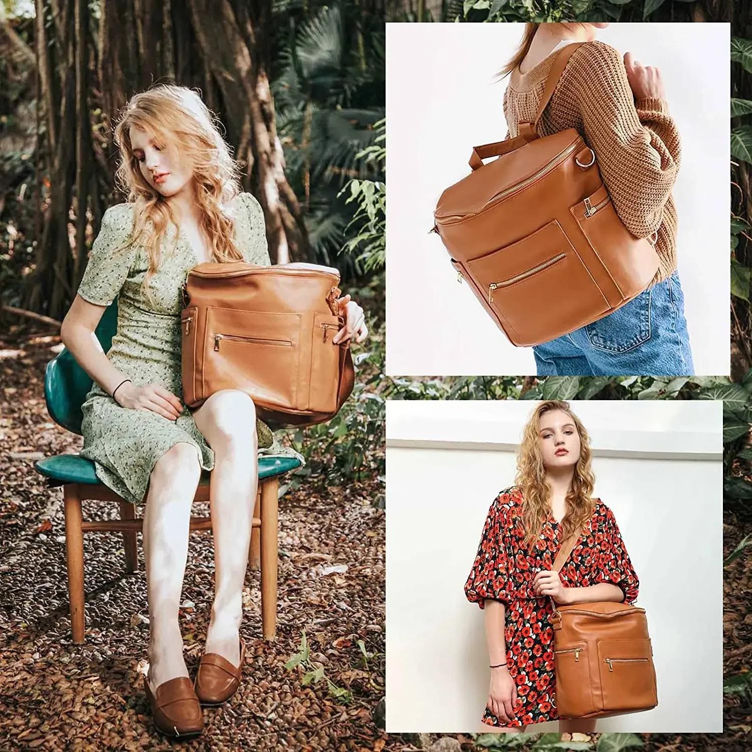 Sac à dos en cuir PU pour maman, sac à couches avec coussin proxy, sac à couches pour bébé, sac à do