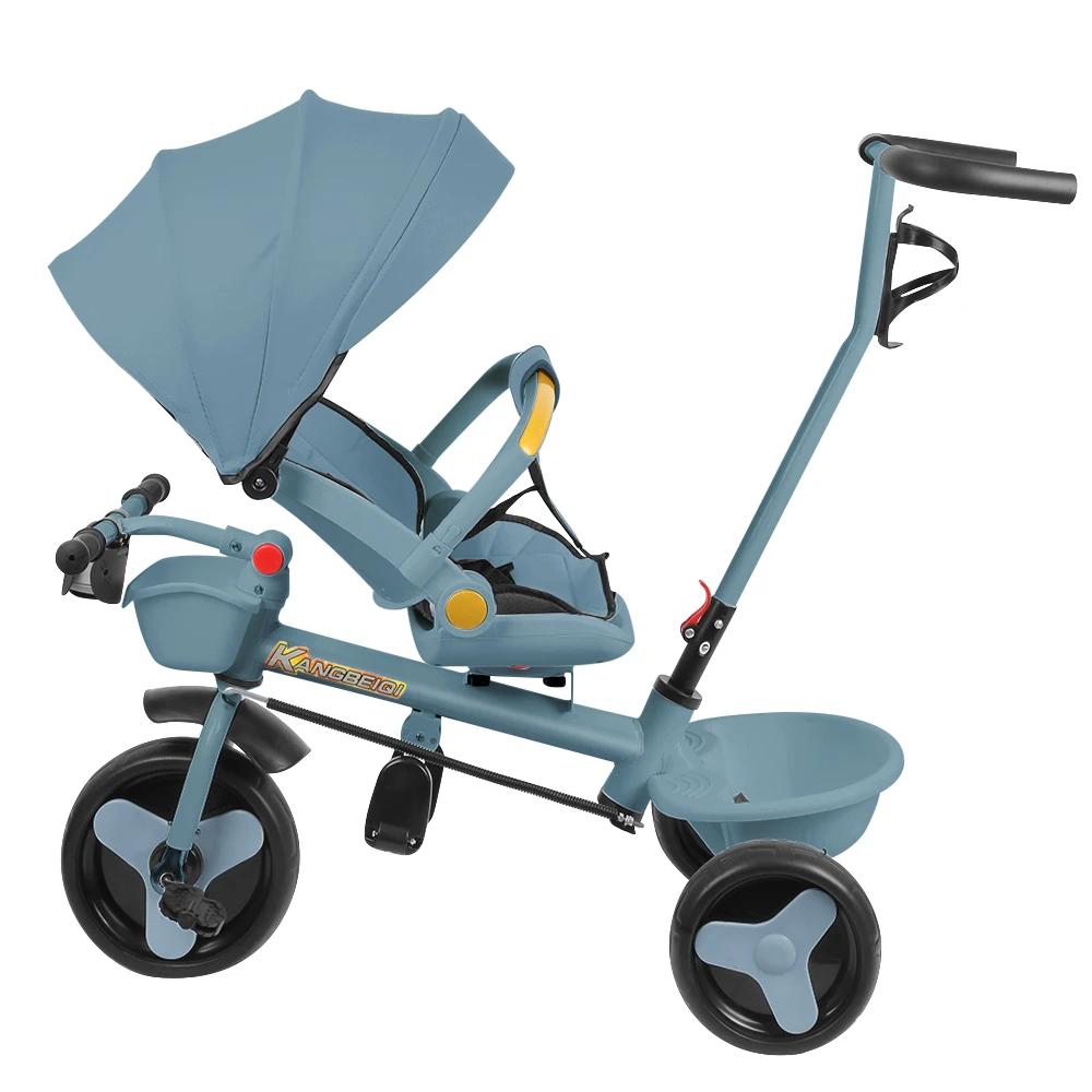 Tricycle à partir de 10 mois, Tricycle pour enfants, siège rotatif, auvent pliable avec parasol, por