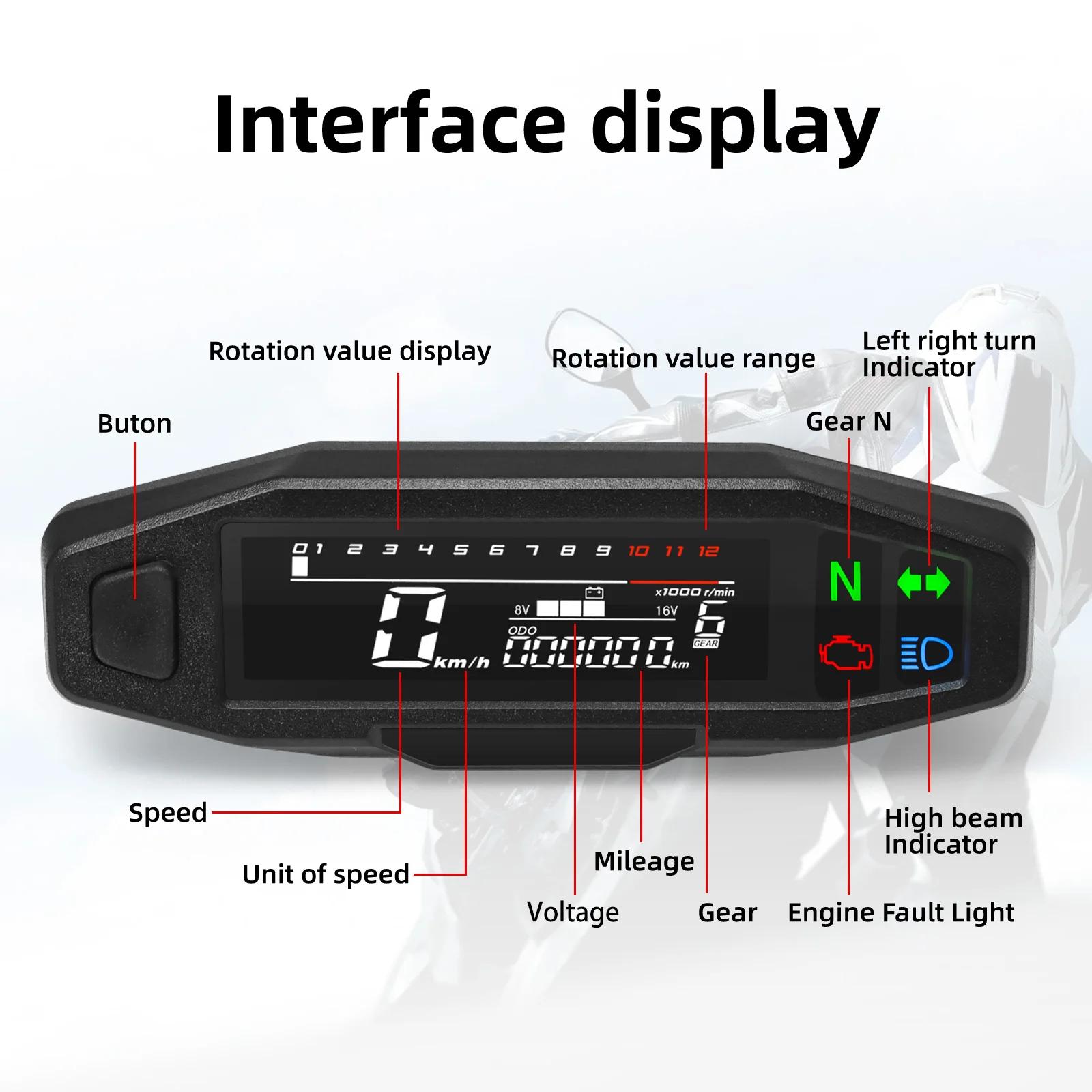 Compteur de vitesse GPS universel pour moto, tableau de bord numérique, tachymètre avec clignotant, 
