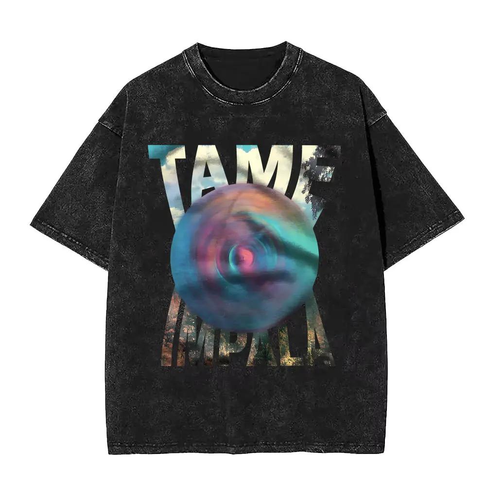 VintageWashed Pop Rock Band Tame Impala Currents impression graphique t-shirts hommes femmes décontr