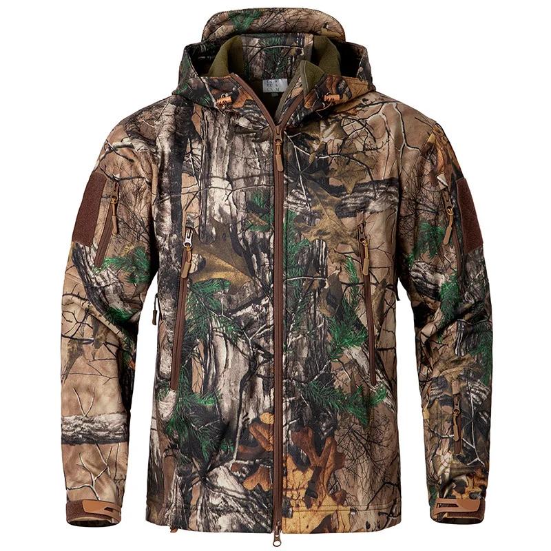 Veste tactique de Camouflage pour hommes, silencieuse, imperméable, chaude, polaire, chasse, Softshe