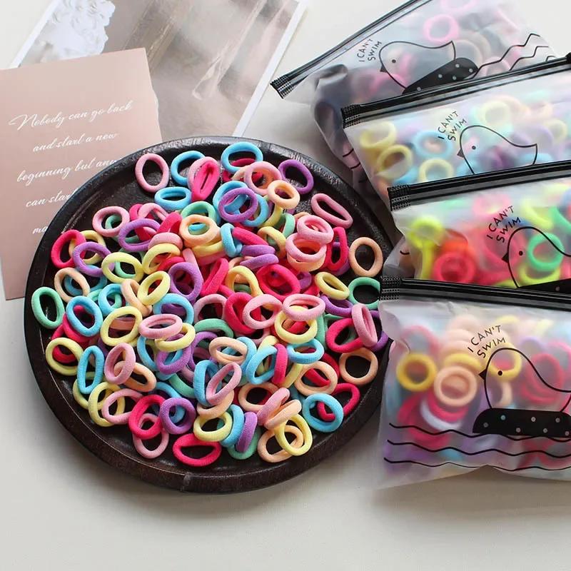 100 pièces 2CM enfants bandes de cheveux élastiques filles gomme Scrunchie élastique pour enfants Ny