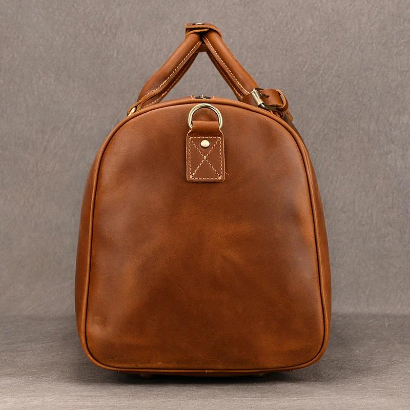 Sac de voyage en cuir de vachette de haute qualité pour homme, sac de week-end en cuir véritable pou