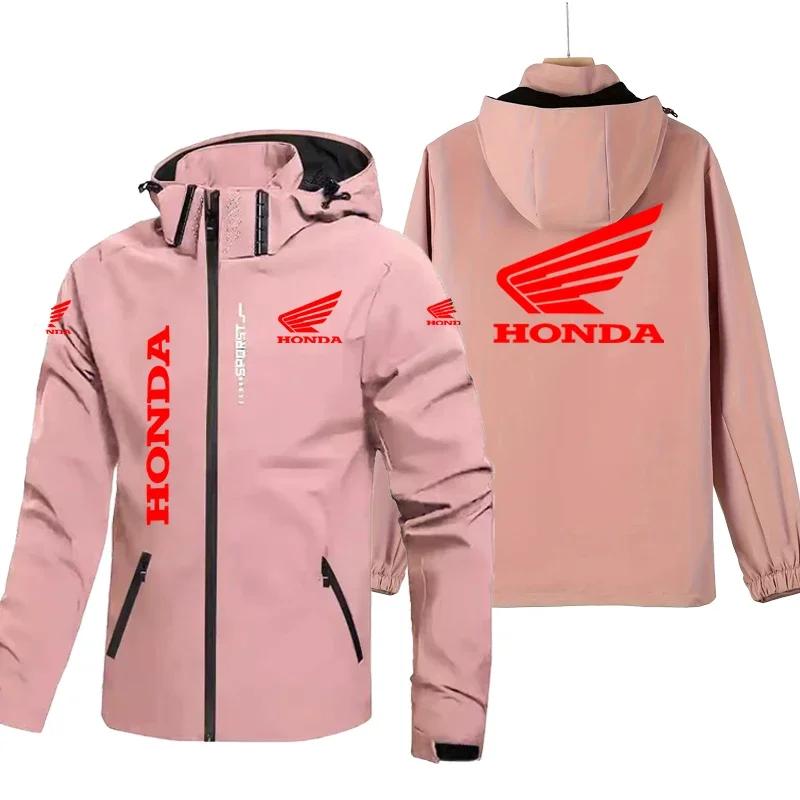 Veste de moto Honda pour hommes, manteau coupe-vent et imperméable à capuche avec capuche amovible e