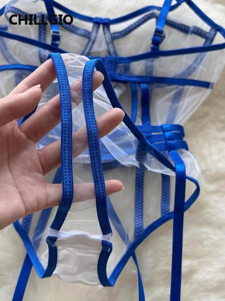 CHILLGIO femmes maille Sexy à bretelles barboteuses mode érotique une pièce Catsuit Lingerie moulant
