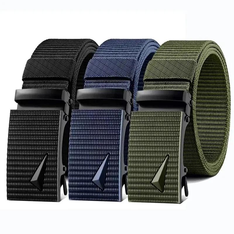 Ceinture de sport en toile automatique pour hommes, sangle en nylon, sangle en métal, travail en ple