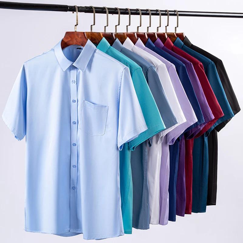 Chemises anti-déformables pour hommes Chemises provoqué à manches courtes pour hommes Slim Fit Camis