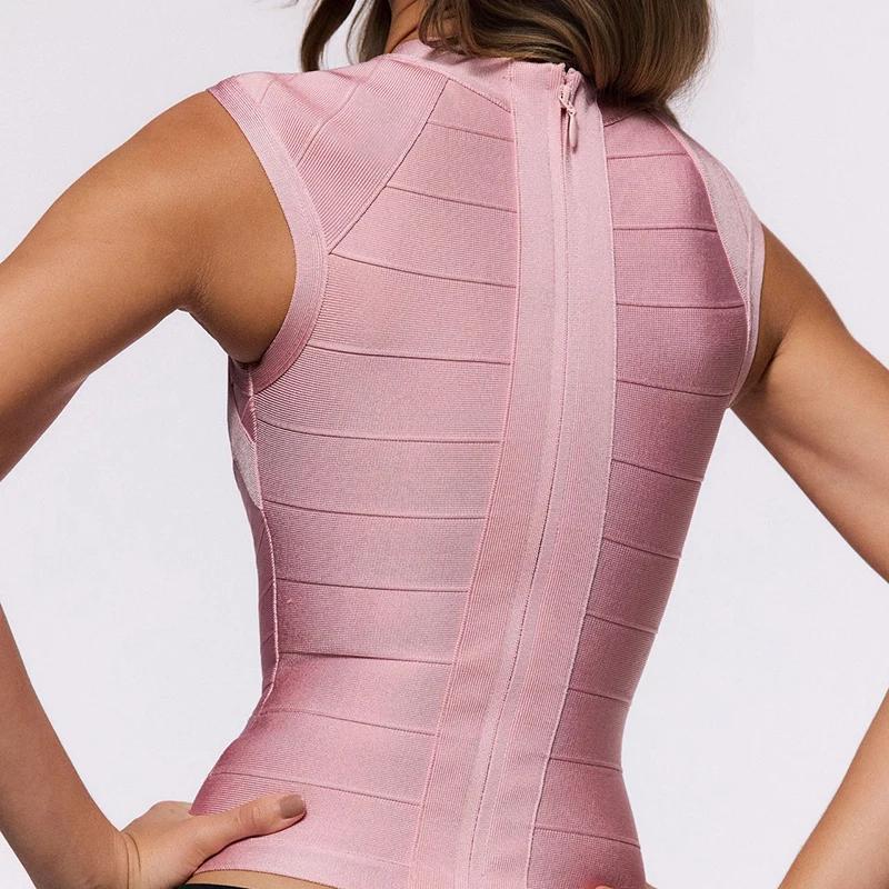 Débardeur moulant à col en V profond pour femme, style bandage, couleur unie, élastique, printemps-é