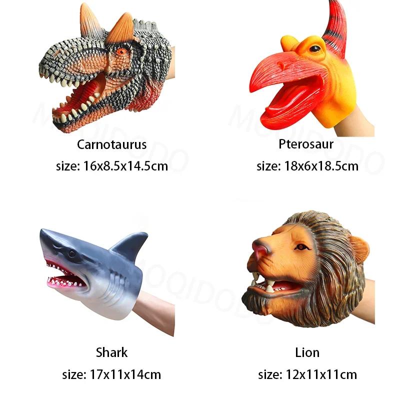 Marionnettes à main, modèle de tête de dinosaure, jouet T-Rex, dinosaure, requin, tigre, poupées de 