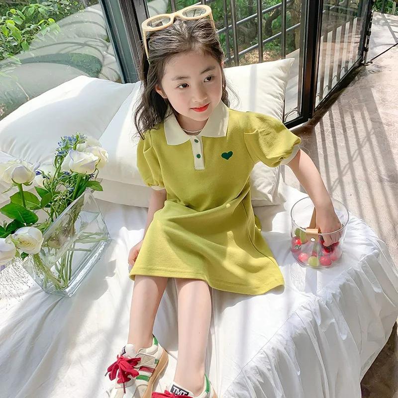 Robe d'été pour filles, édition coréenne, rayée, revers fraise, tenue décontractée, nouvelle collect