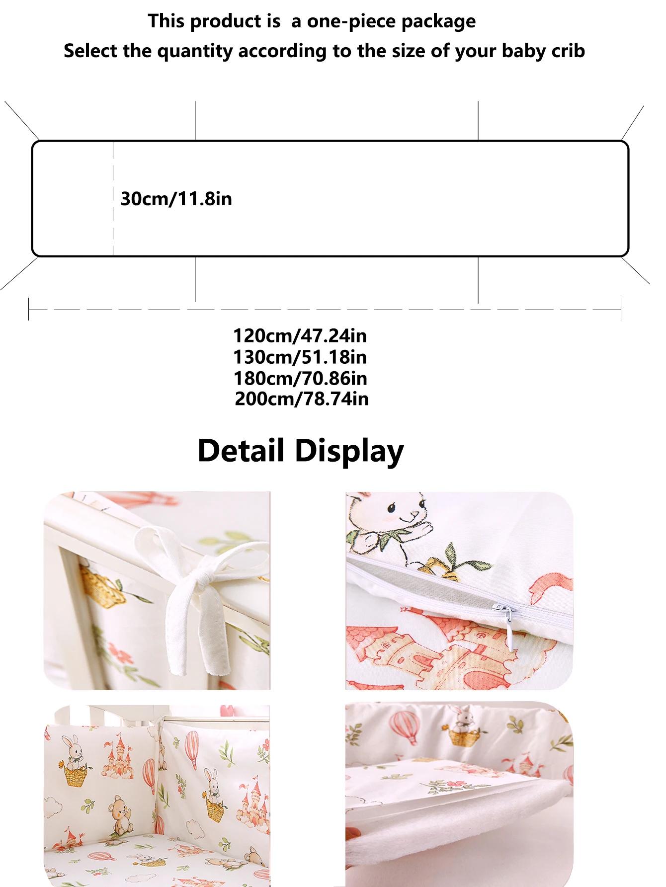Rail protection berceau bébé rembourrage doux, pare-chocs lit imprimé dessin animé longueur 120-200cm