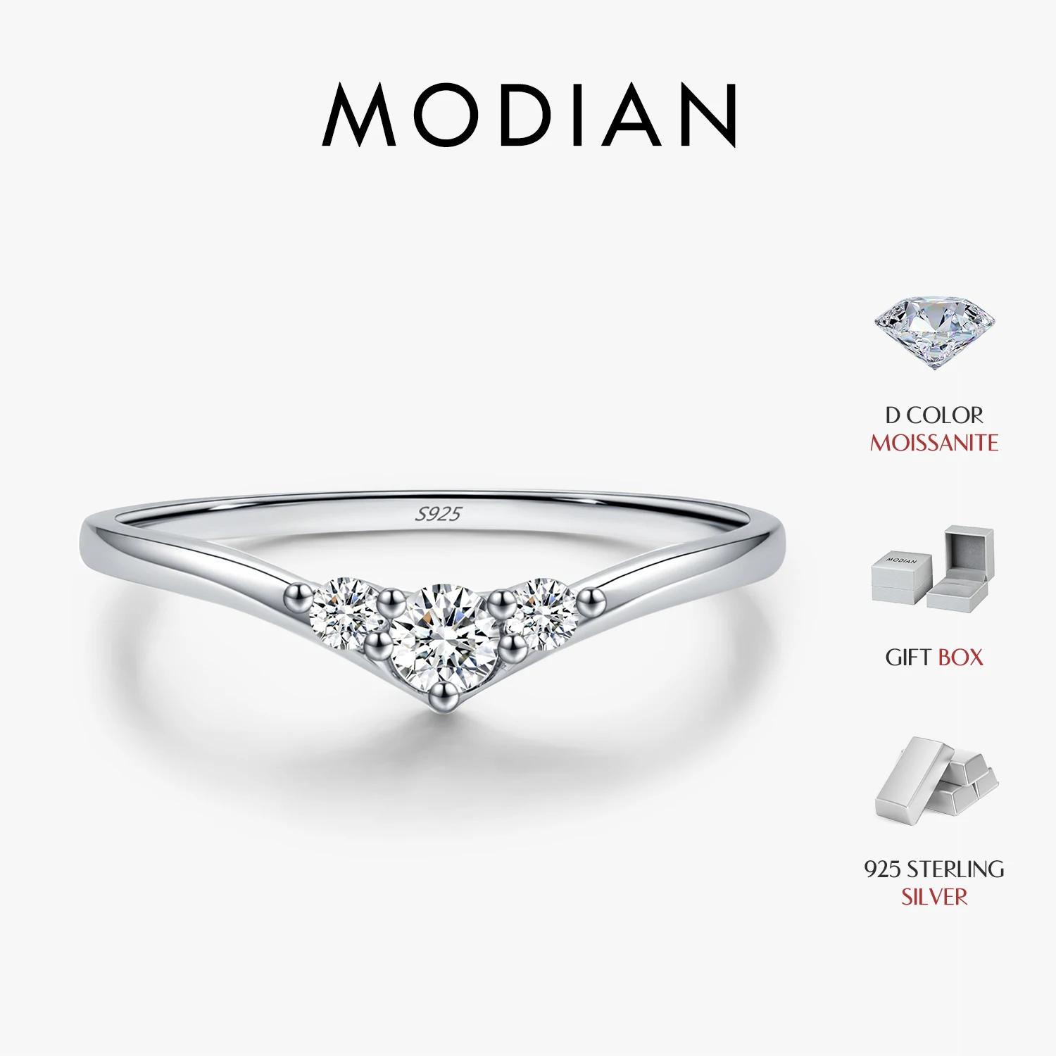 MODIAN Simple éternité Moissanite bague 925 en argent Sterling scintillant Simple mince bague de mar