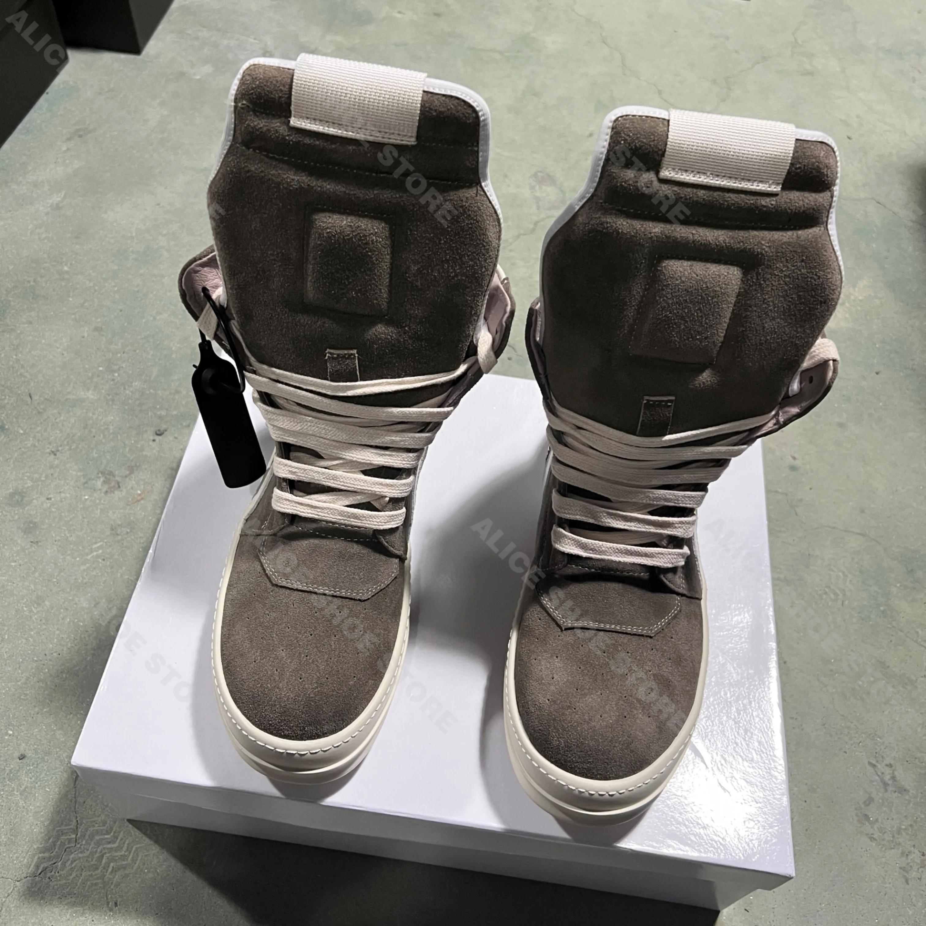 Marque décontracté hommes chaussure haut femmes Sneaker qualité marron Geobasket vache daim fermetur