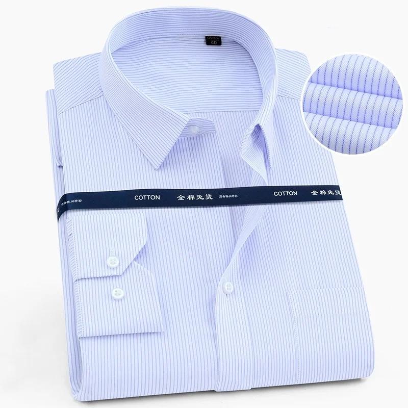 Qualité 100% coton hommes robe à manches longues chemise solide mâle grande taille coupe régulière a