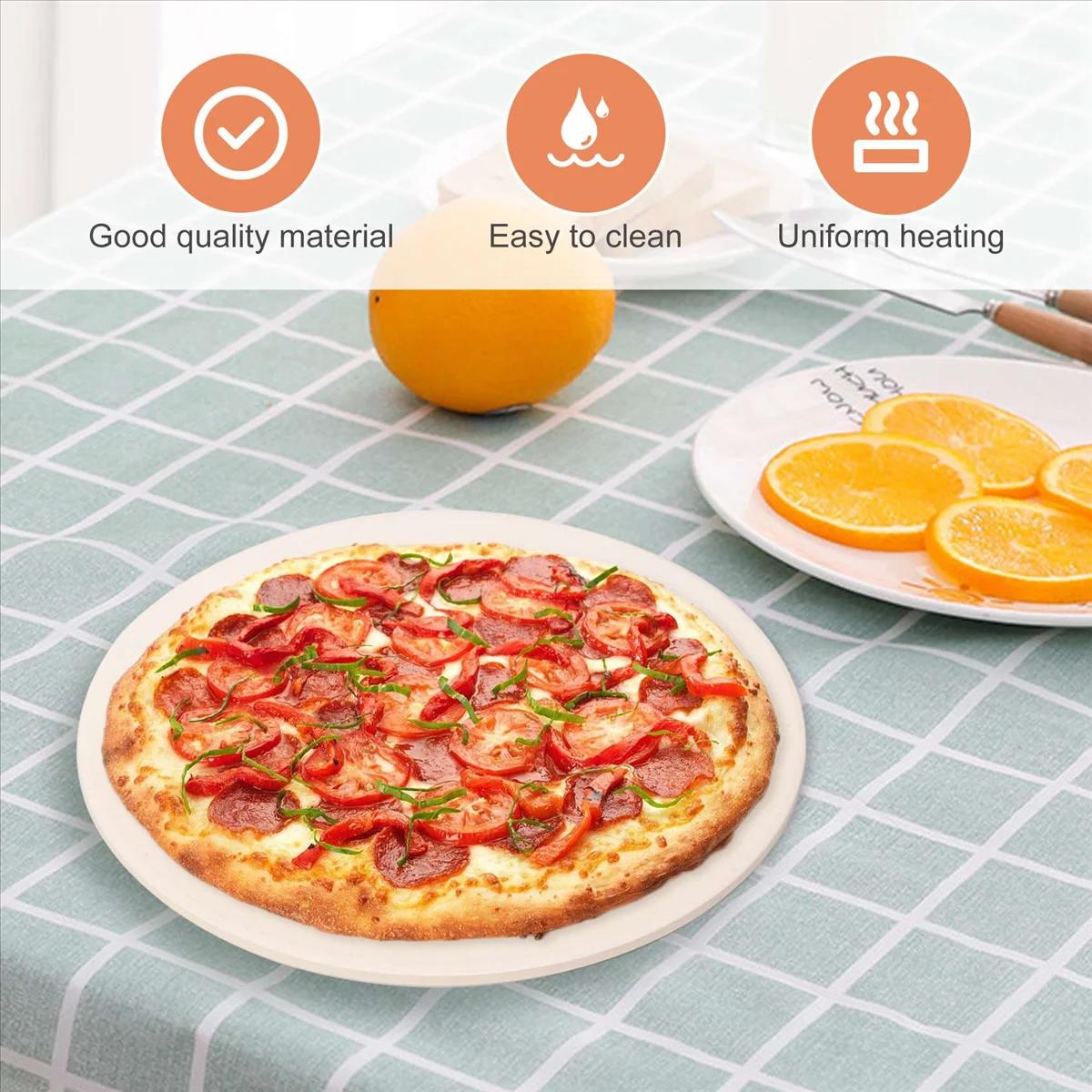 Pierre à Pizza en Céramique de 12 Pouces, Pierres de Cuisson/Poêle, Parfait pour le Grill et le Four