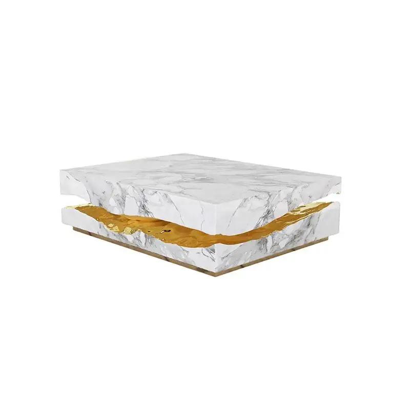 Table basse en marbre italien de luxe sur mesure, toutes tailles, base en métal, pour villa, manoir,