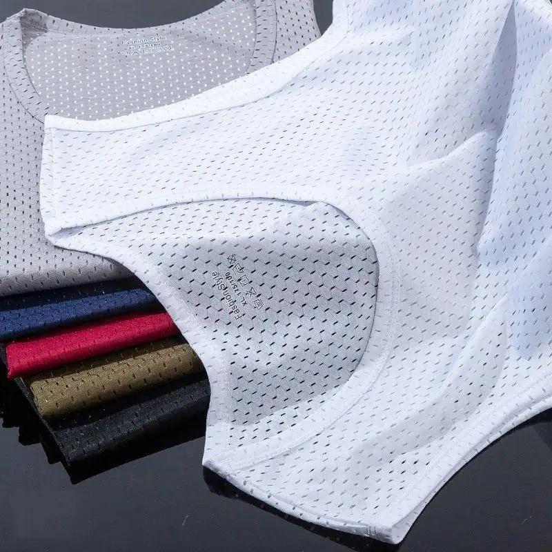 Nouveaux hommes maille gilet glace soie séchage rapide musculation débardeurs Fitness Muscle sans ma