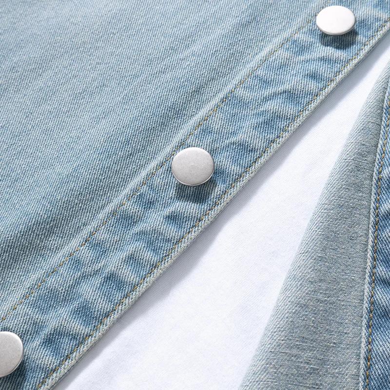 Chemise ample en denim fin et non extensible pour hommes, style américain, polyvalente, Vintage