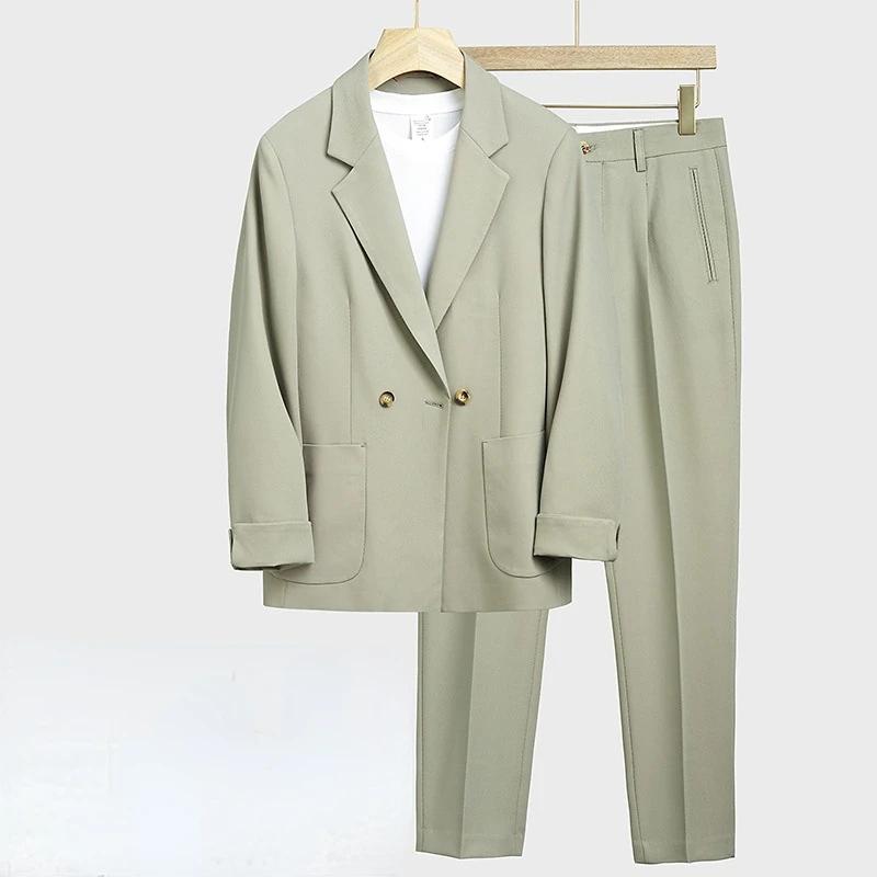 "ensemble de costume de Style coréen pour hommes, coupe ample, Blazer et pantalon décontractés, coup