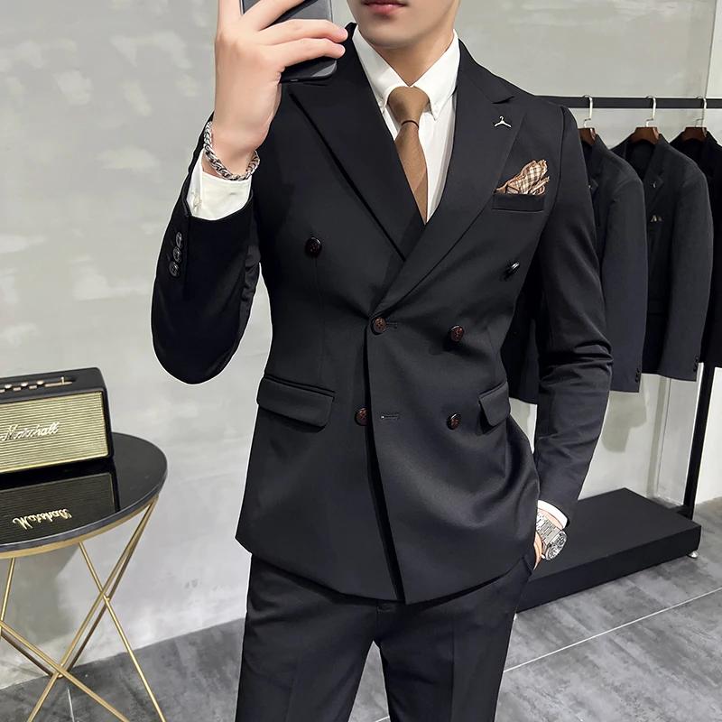 Ensemble 2 pièces pour homme, blazer + pantalon, tenue d'affaires décontractée, moulante, tenue de m