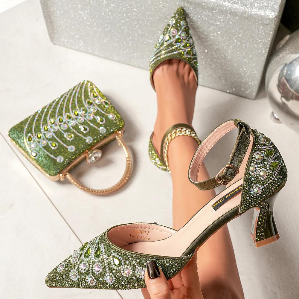 Venus Chan Sac fourre-tout élégant pour femme et ensemble de chaussures à talons hauts bloqués de co