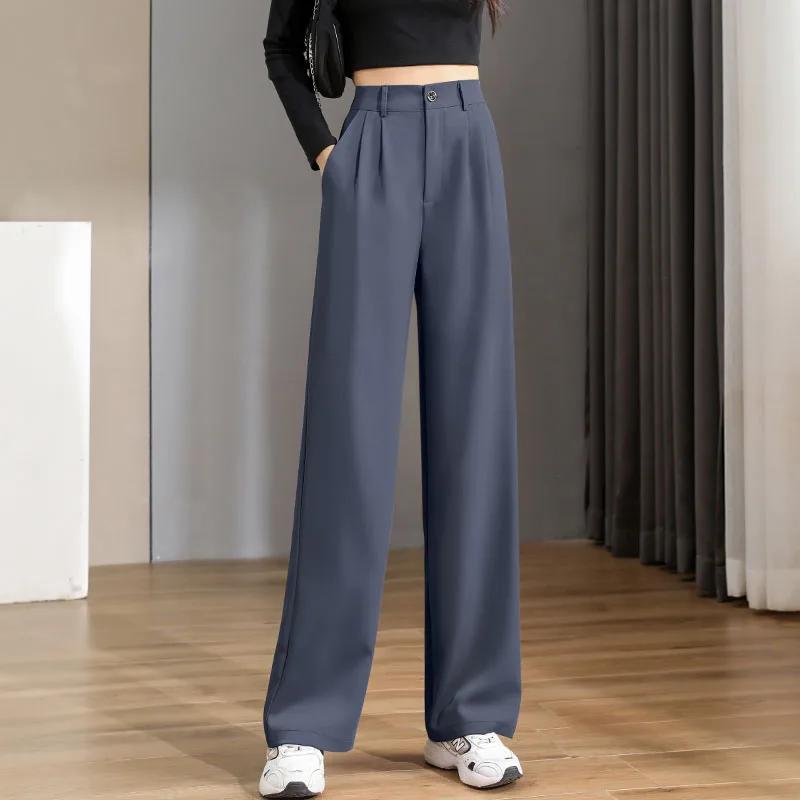 Femmes ample printemps été 2025 nouveau taille haute jambes larges mince pantalon décontracté mode c