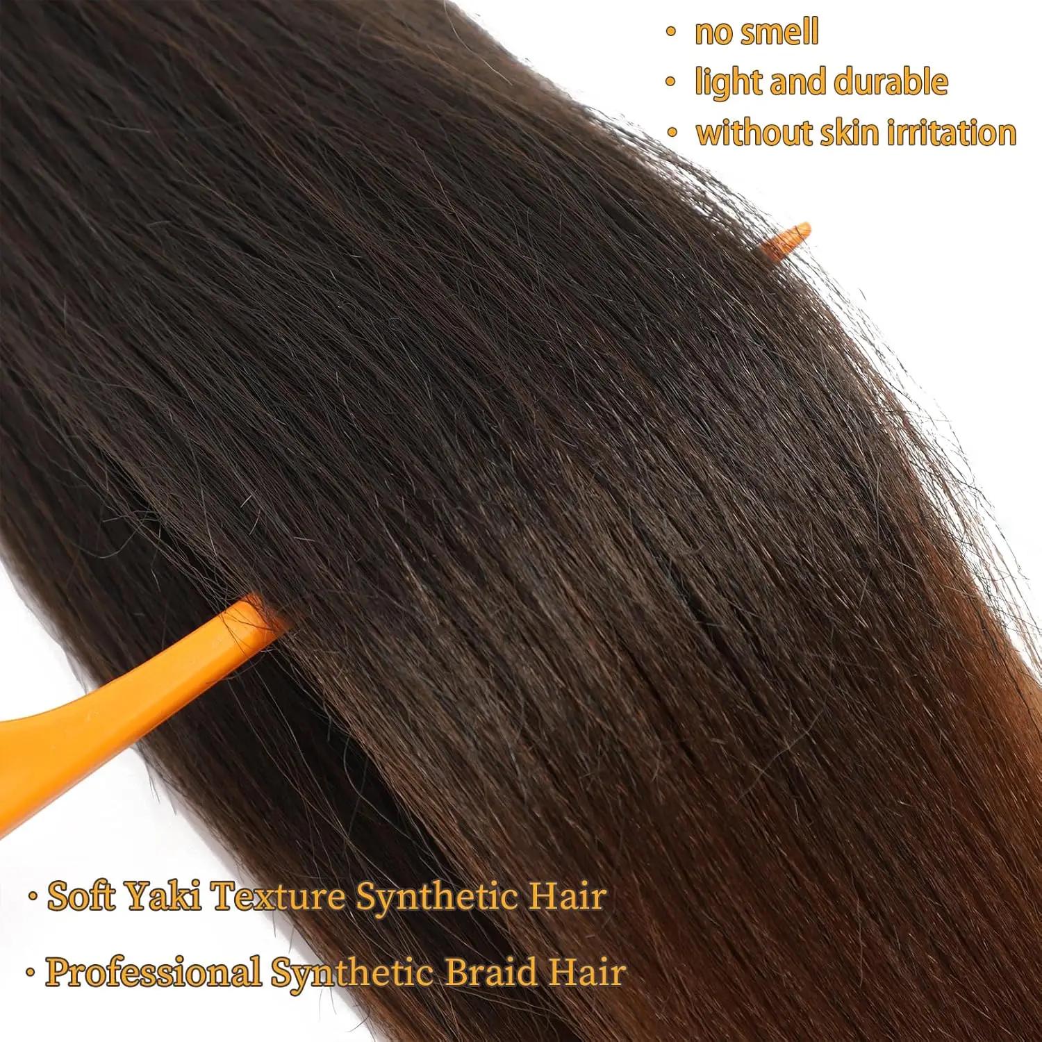 Extensions capillaires synthétiques Kanekalon sans nœuds, 26 pouces, tresses longues et lisses, Text