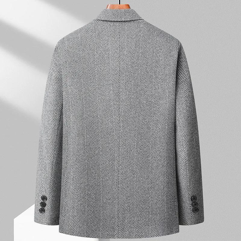 Blazer en laine pour homme, motif chevrons, veste de costume décontractée et élégante, confortable e