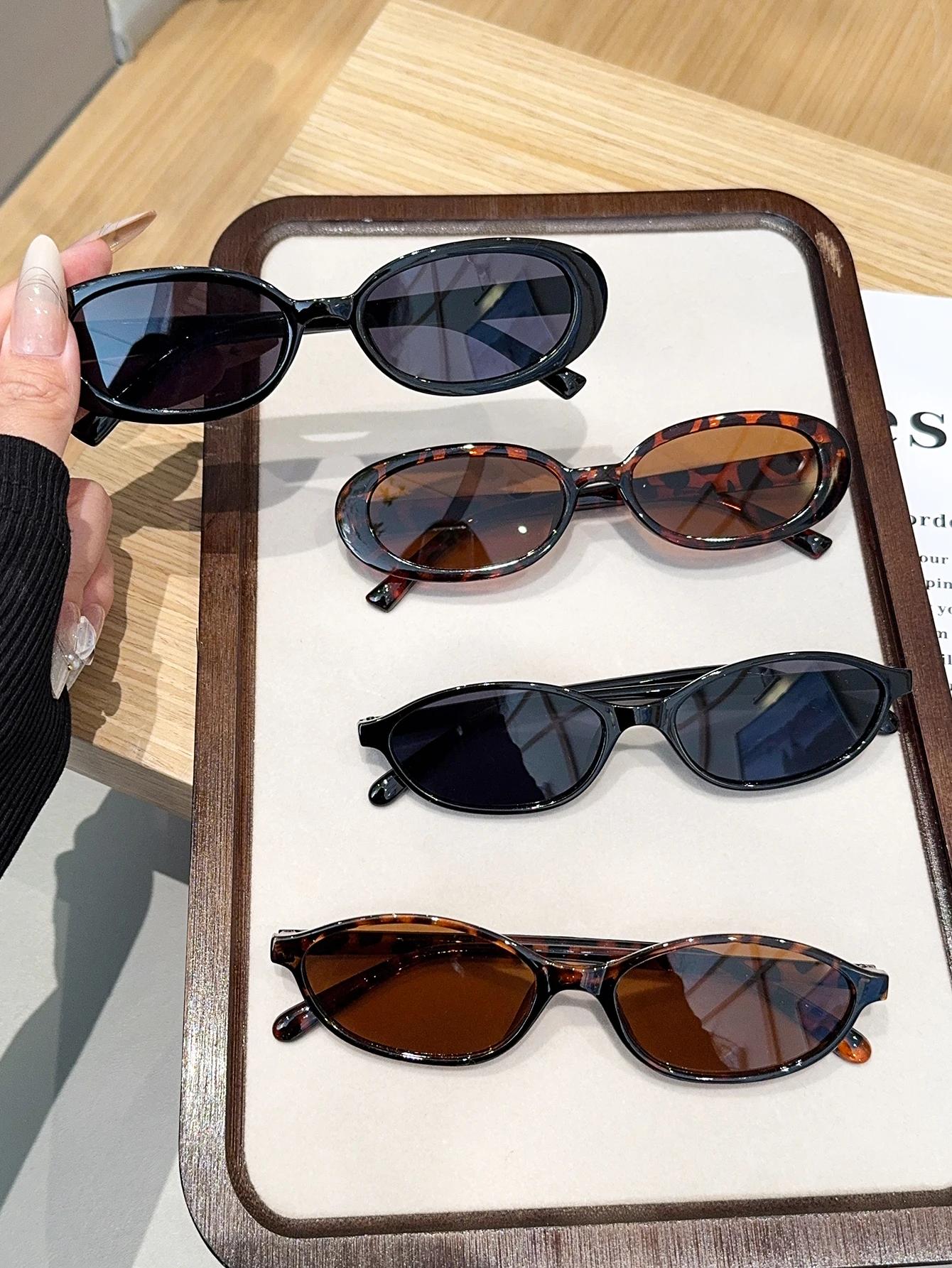 Ensemble de lunettes mixtes à la mode, lunettes ovales, noir Chic, lunettes en coquille de tortue, a