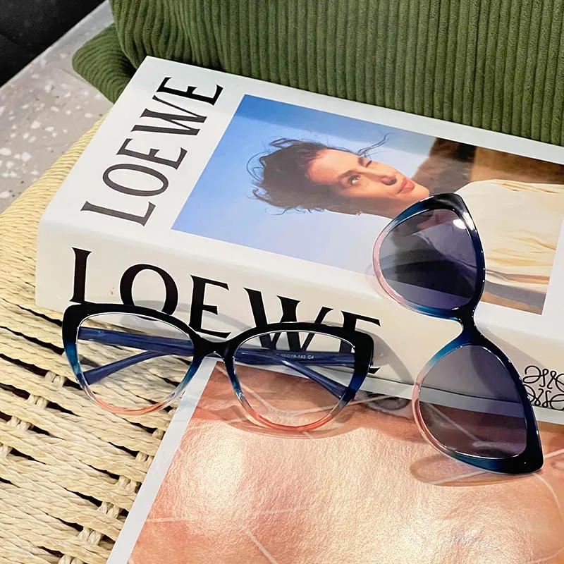 Ceofy acétate hommes femmes mode myopie lunettes cadre rétro polarisé soleil pince aimant optique lu