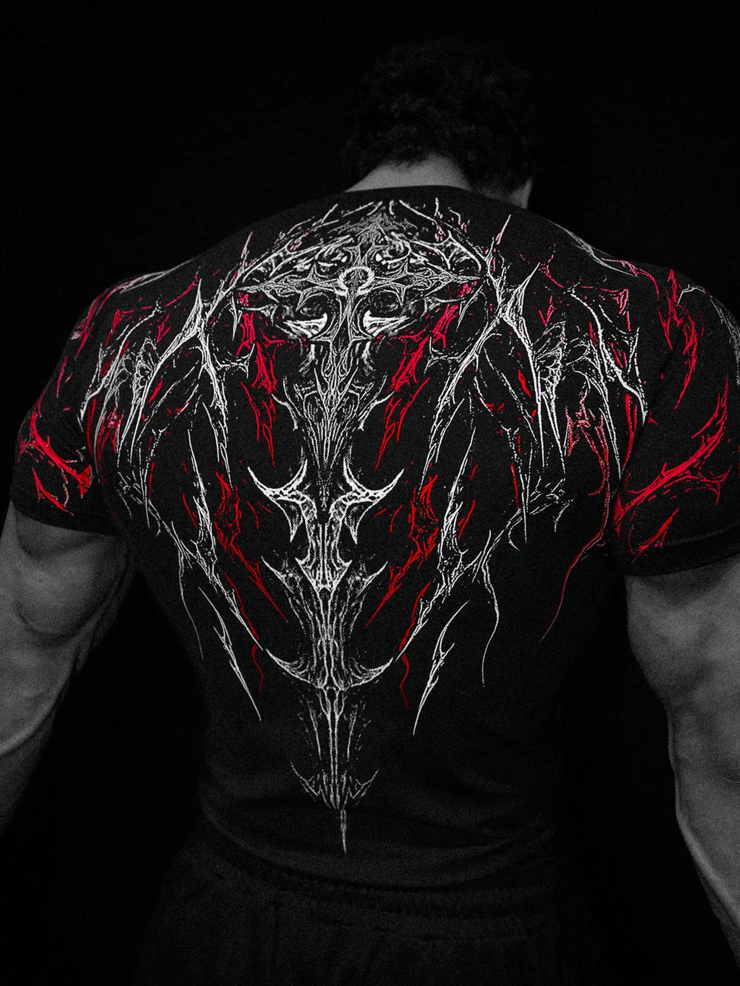 T-shirt de sport imprimé à compression à séchage rapide pour homme Dark Dragon Slayer, nouvelle coll